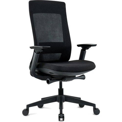 Chair, Mesh Back, 27"x27"x43-3/10", Black Frame/Black Fabric