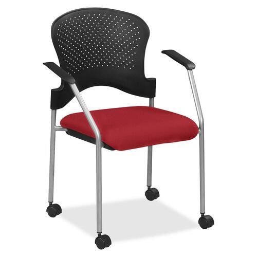 Chair, With Casters, Fabric Seat, 25" x 21" x 33-3/4", Real Red