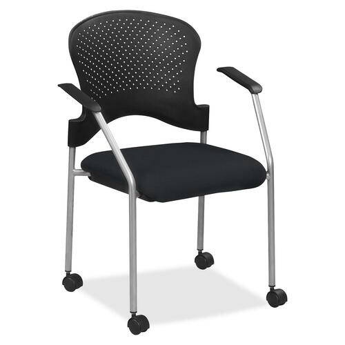 Chair, With Casters, Fabric Seat, 25" x 21" x 33-3/4", Ebony