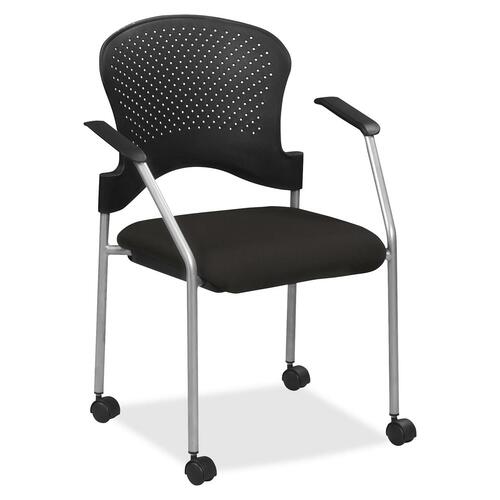 Chair, With Casters, Fabric Seat, 25"x21"x33-3/4", Black