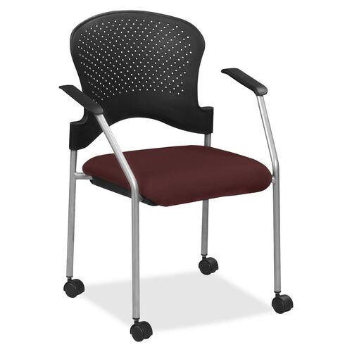 Chair, With Casters, Fabric Seat, 25" x 21" x 33-3/4", Burgundy
