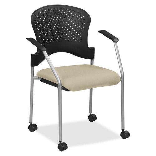 Chair, With Casters, Fabric Seat, 25" x 21" x 33-3/4", Travertine