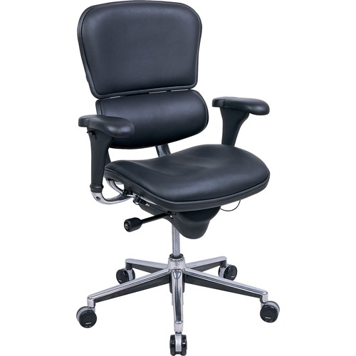 Chair, No Headrest, Leather, 27"x21"x40", Black