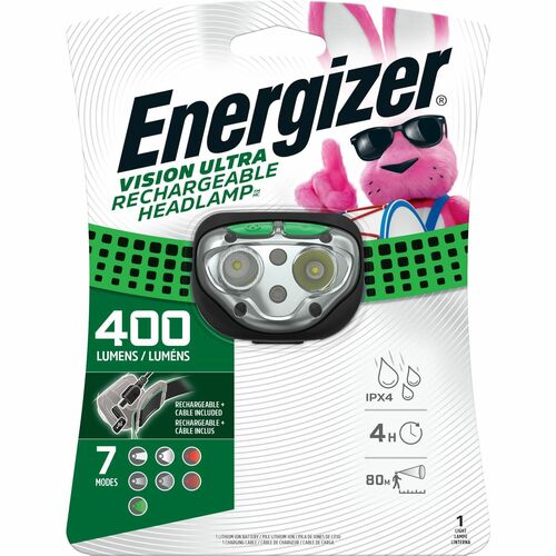 Headlamp, LED, Rechargeable, 400 Lumens, 80 Meter, Black