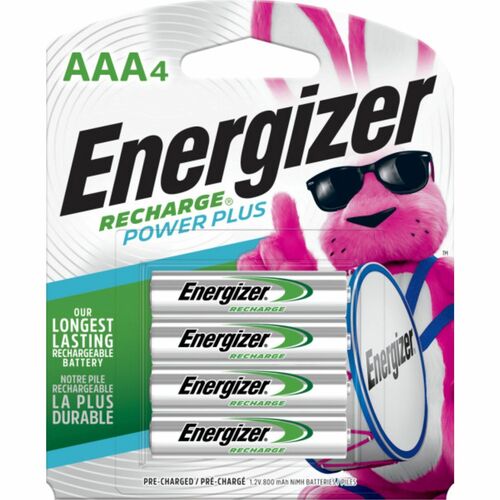 Battery, Rechargeable, Energizer, AAA, 4/PK 24/CT