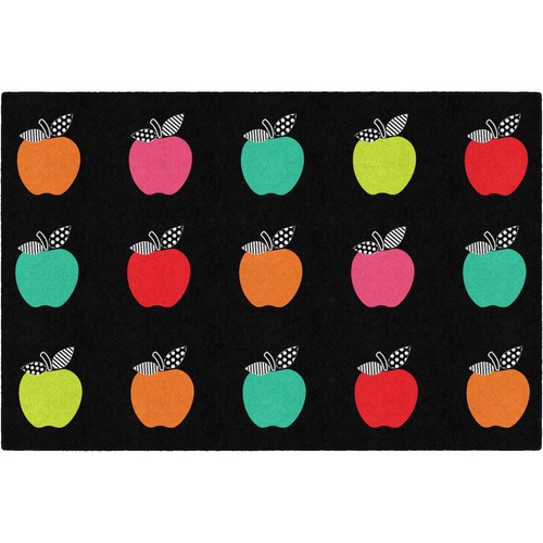 Rug, Apples, Rectangle, 5'x7'6", Black