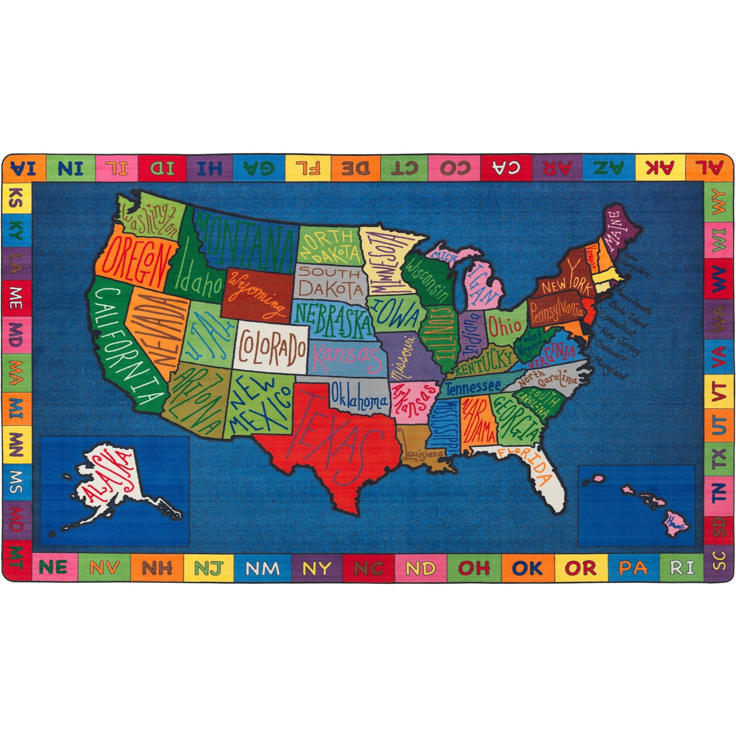 Rug, US Map, Doodle, 6' x 8'4"