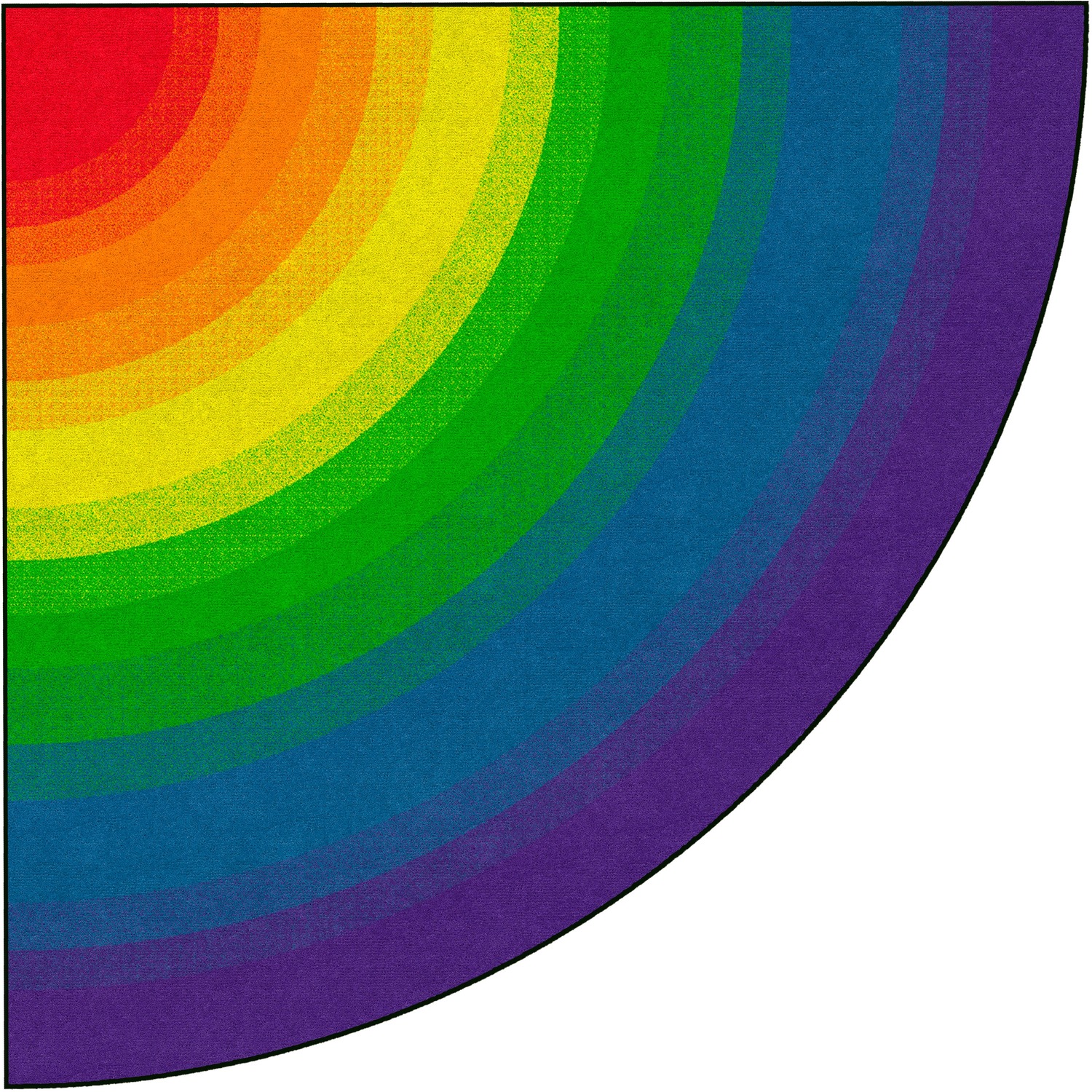 Rug, Quarter Circle, 6' Across, Rainbow