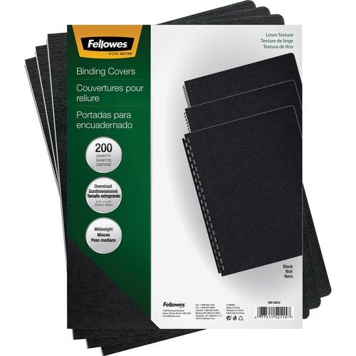 Cover, Bind, Textured, Linen, Black 200/PK