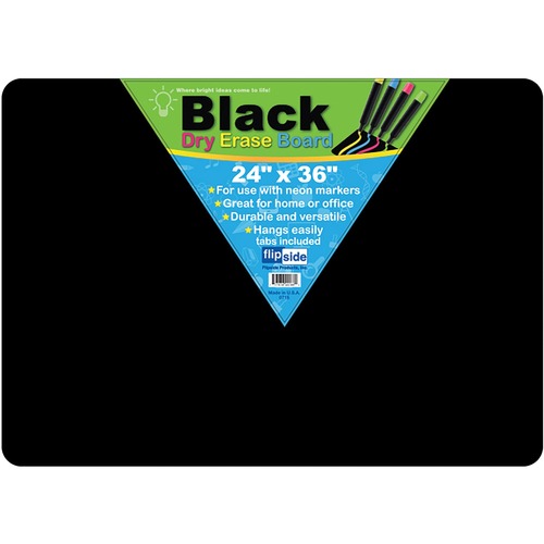 Dry-Erase Board, Hardboard Backing, 36"Wx1/10"Dx24"H, Black