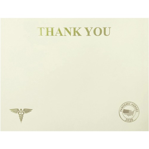 Certificate, Thank You, 8-1/2"Wx11"Lx3/10"H, Ivory 25/PK