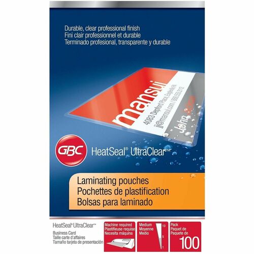Laminating Pouches, Bus Card, 7 Mil, 3-11/16" x 2-3/16", Clear 100/BX