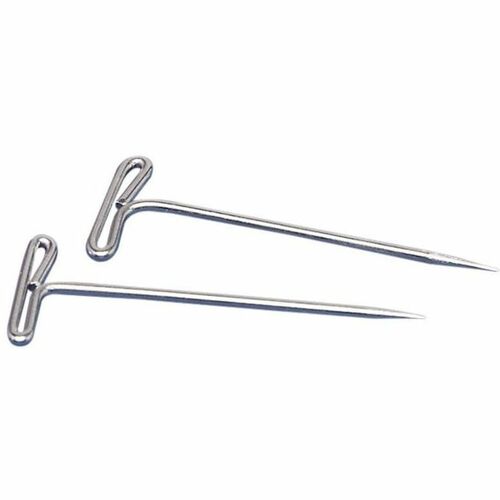 "T" Pins, 2 Inch Length, 9/16" Head Width, Silver 100/BX