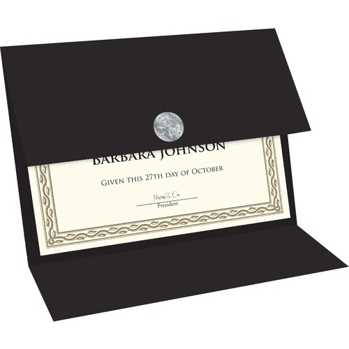 Certificate Holders, Tri-Fold, Linen, Black 5/PK