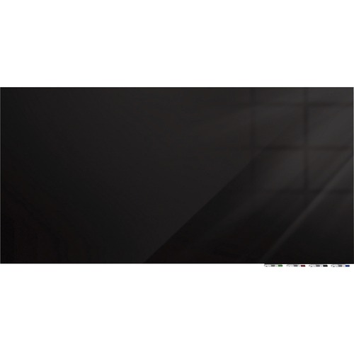 Whiteboard, Glass, Magnetic, Horizontal, 60" x 48", Black