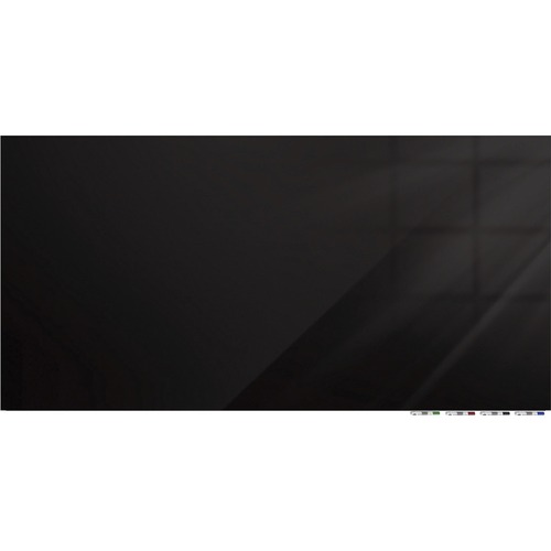 Whiteboard, Glass, Magnetic, Horizontal, 72" x 48", Black