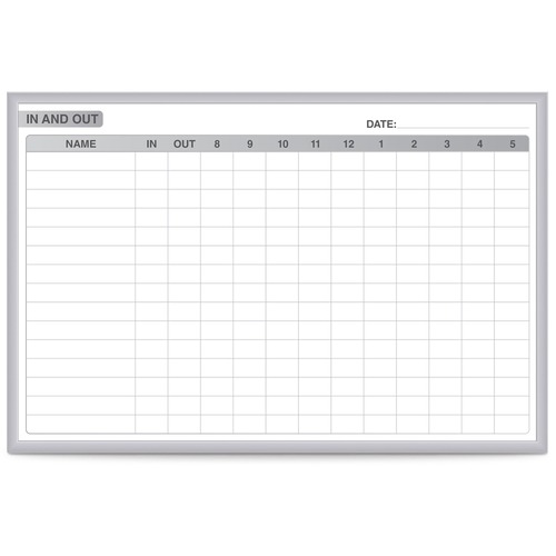 Dry Erase Board, for Time, Magnetic, 36" x 24", White