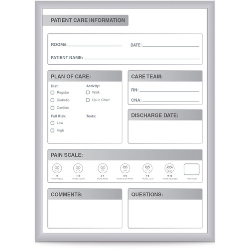 Dry Erase Board, For Patient Info, Magnetic, 24" x 18", White