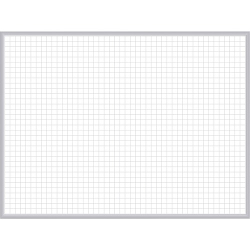 Dry Erase Board, 1" x 1" Grid, Magnetic, 48" x 36", White