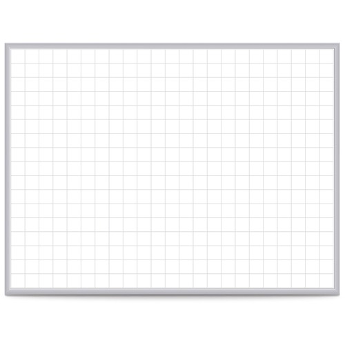 Dry Erase Board, 2" x 2" Grid, Magnetic, 96" x 48", White