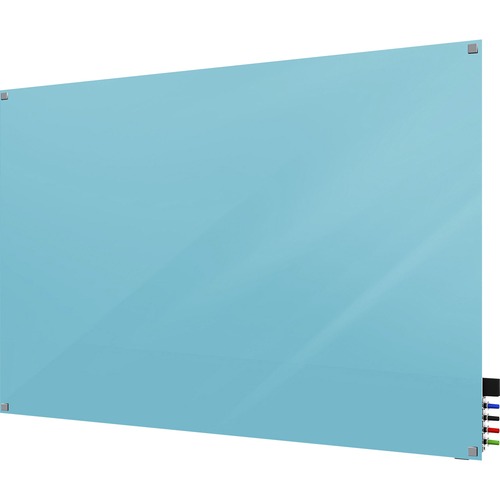 Dry Erase Board, Glass, Magnetic, 36" x 24", Blue Back