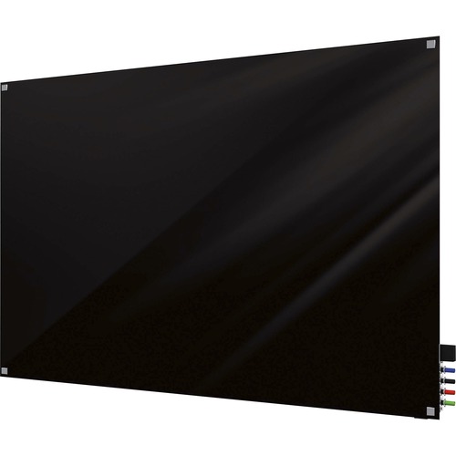 Dry Erase Board, Glass, Magnetic, 48" x 36", Black Back
