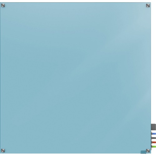 Dry Erase Board, Glass, Magnetic, 48" x 48", Blue Back