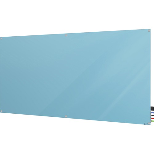 Dry Erase Board, Glass, Magnetic, 60" x 48", Blue Back