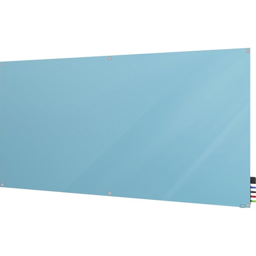 Dry Erase Board, Glass, Magnetic, 72" x 48", Blue Back