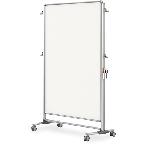 Board, Dry Erase, Easel, Aluminum Frame, Porcelain, 52" x 76", White