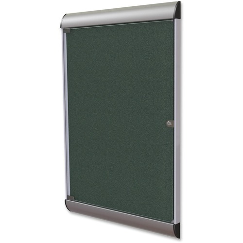 Bulletin Board, Enclosed, Vinyl, 28" x 42", Ebony