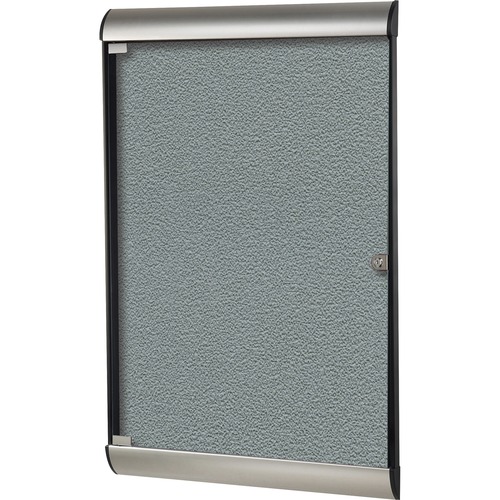 Bulletin Board, Enclosed, Vinyl, 28" x 42", Stone