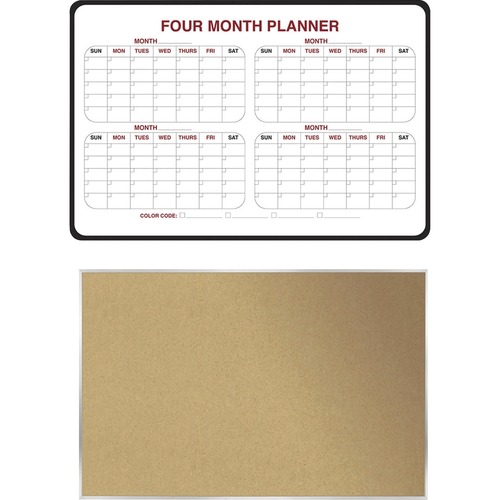 Combo Boards, 4 Month Planner, 1 Cork Board, White Cork
