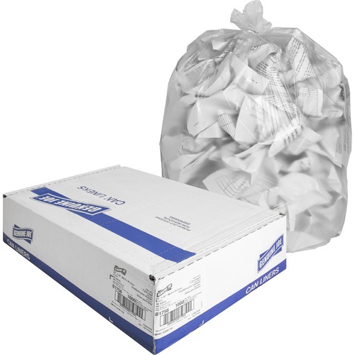 Can Liners, High Density, 16 Gallon, 24" x 32", Clear, 50 Bags 20/CT