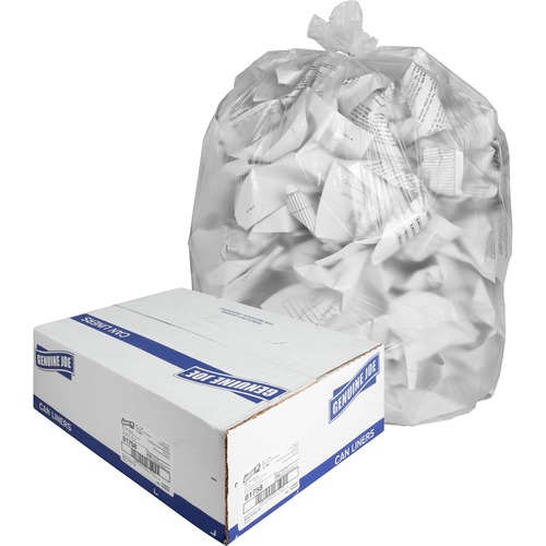 Can Liners, High Density, 40-45 Gallon, 40" x 48", Clear, 25 Bags 10/CT