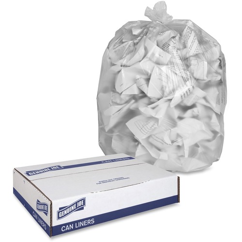 Can Liners, High Density, 55-60 Gallon, 38" x 60", Clear, 20 Bags 10/CT
