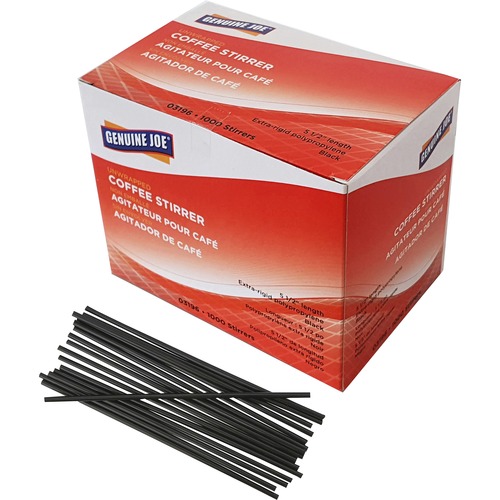 Stirrer, Single Tube, Unwrapped, 5-1/2" L, Black 1000/BX