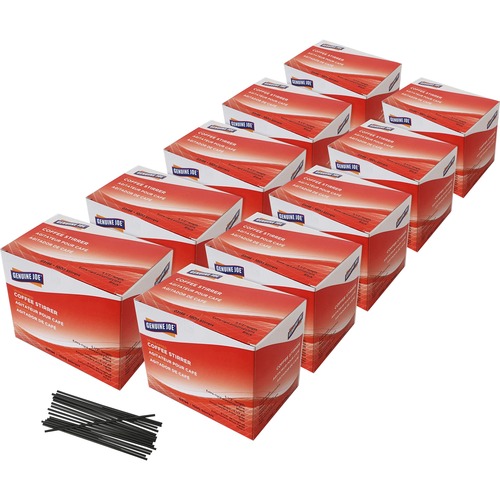 Stirrer, Single Tube, Unwrapped, 5-1/2" L, Black 1000/CT