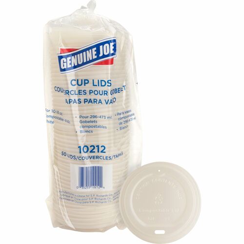Lids, For 10-16oz Hot Cups, White 50/PK
