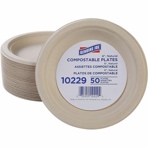 Plates, Compostable, 6", White 50/PK