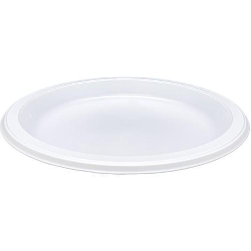 Plastic Plates, Reusable/Disposable, 10-1/4", White 125/PK