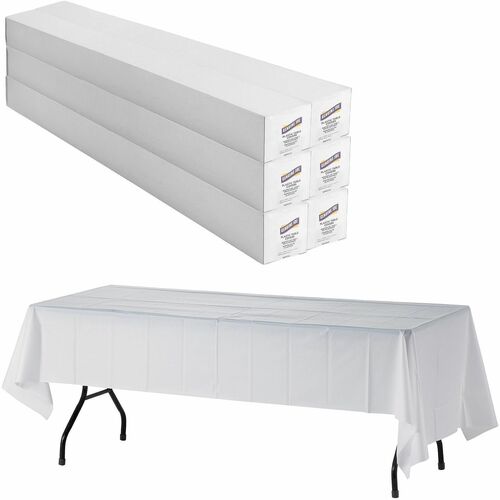 Table Cover Rolls, Plastic, 40" x 300', White 6/CT