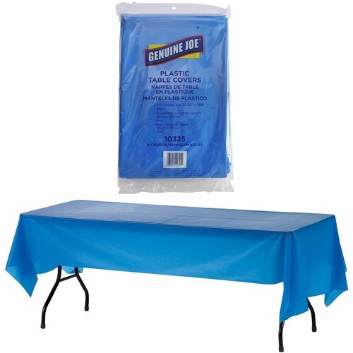 Table Covers, Plastic, 54" x 108", Blue 6/PK