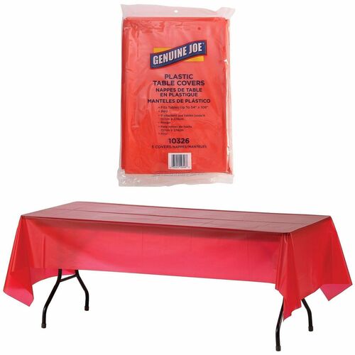 Table Covers, Plastic, 54" x 108", Red 6/PK