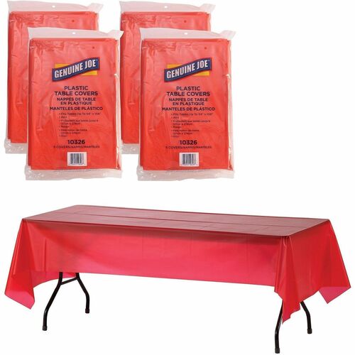 Table Covers, Plastic, 54" x 108", Red 24/CT