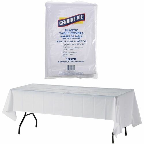 Table Covers, Plastic, 54" x 108", White 6/PK