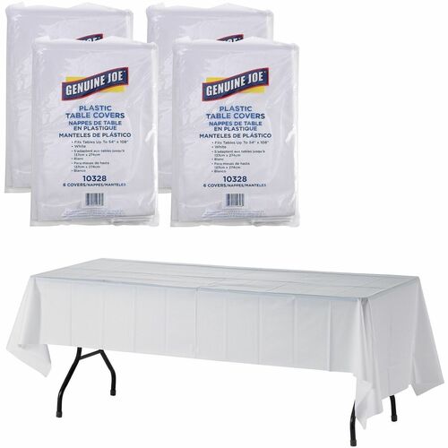 Table Covers, Plastic, 54" x 108", White 24/CT