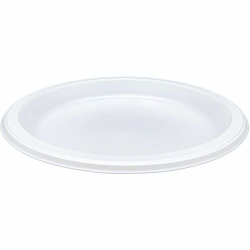 Plates, Round, Plastic, Reusable/Disposable, 9", White 125/PK