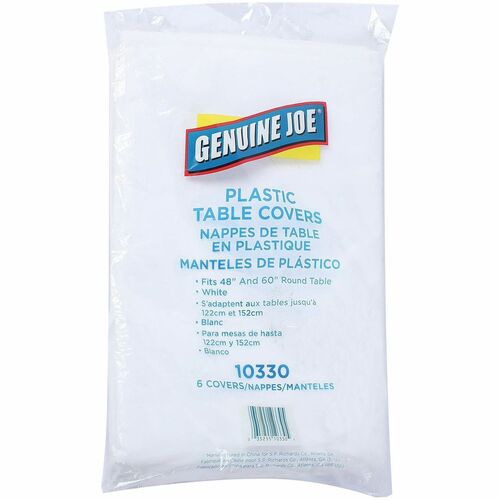 Table Covers, Round, Plastic, 84" D, White 24/CT