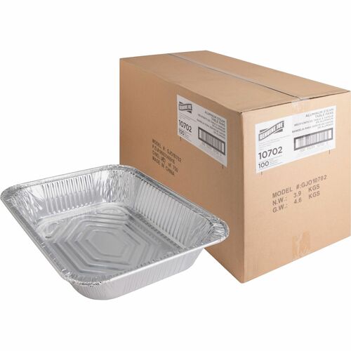 Disposable Aluminum Pan, 1/2-Size, 128oz Cap, SR 100/CT